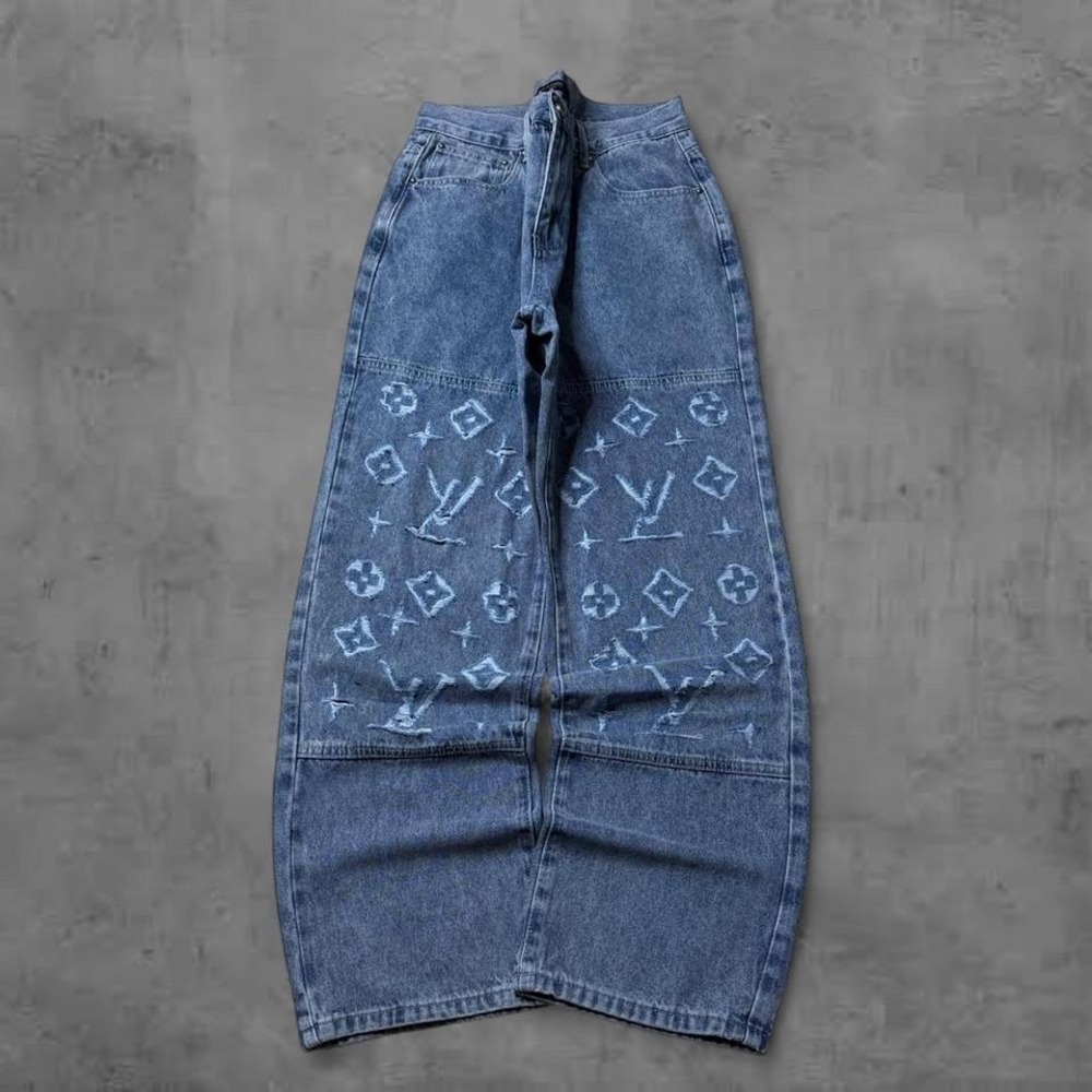 Y2k 2000s skater grunge designer Louis Vuitton knee patch jeans